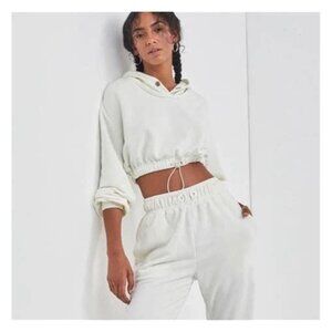 For Love & Lemons Ellie Cream Cropped French‎ Classy Athleisure Hooded XL Hoodie